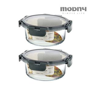 유리밀폐용기 원형 620ml 2개 전자레인지 냉동밥 보관 반찬통