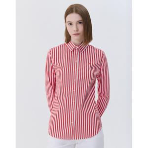 헤지스 여성 24SS 역시즌특가BEST스테디셀러레드 스트라이프 면혼방 긴팔셔츠 WSSH4A105R2