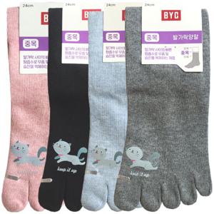 BYC발등고양이캐릭터발가락중목여양말10켤레SWS4404