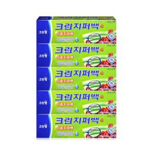 크린랩 크린 이중지퍼백 (중) 22x25cm 20매 x 5개