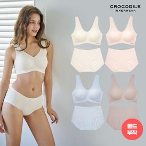 [크로커다일 이너웨어]베이직 심리스 몰드부착 런닝형 감탄브라+팬티 8종세트