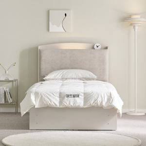 아이앥 메리엄 패브릭 LED 수납헤드 1단 침대 프레임 SS