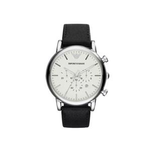 남성 엠포리오 아르마니 쿼츠 크로노그래프 46mm 레더 실버 블랙 AR1807