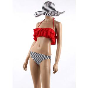 [더 로라] 비키니 수영복 - 레드프릴 스트라이프 비키니 4401