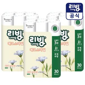 [삼정펄프] 리빙 에코스마일 3겹 데코화장지 30롤x3
