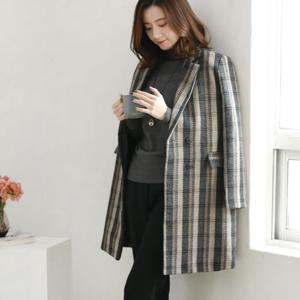 [웬디즈갤러리]울 체크 더블 코트 LCT006