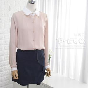 [비에고]C651_엣지레이스 블라우스