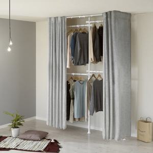 왕자 화이트드레스룸3P_멜란지그레이_863/고정식행거/커튼행거