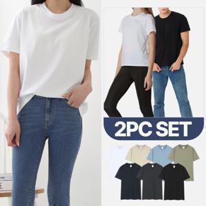 [파라고나 2장세트] 남여공용 30수 반팔 라운드 티셔츠 7컬러 M-2XL