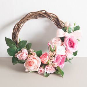 볼륨장미리스 32cm (2컬러) 인테리어 조화 벽 장식 걸이 소품