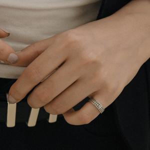 [레트로핑거] 리프 패턴 은반지 실버 나뭇잎 패턴반지 너클링