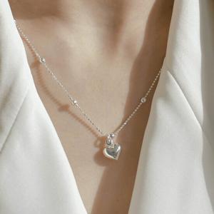925순은 통통하트 은볼 목걸이 여성 하트목걸이