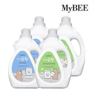 마이비 순한 유아세제 용기(1500ml) 2개+유연제(1500ml) 2개