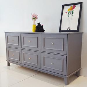 한집가구 바닐라빈 웨인스코팅 1500 와이드 원목서랍장 그레이