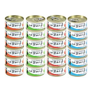 네꼬마루 고양이 간식캔 4종 혼합 24캔(참치+연어/닭/게살/치어)