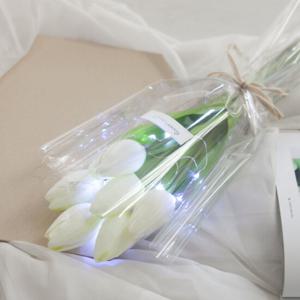 튤립 조화 꽃다발 LED 글라스 40cm 5컬러 인테리어 꽃선물 장식 기념일 졸업식 조명
