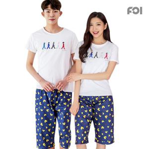 포이 특면 8부 오리오리 커플파자마/잠옷/홈웨어/면파자마