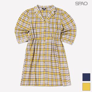 [스파오] 스파오 (QR) 오픈카라 체크 원피스_SPOW825G86