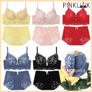 [핑크룩] 엘리자 레이스 노와이어 왕뽕브라+팬티SET/택1