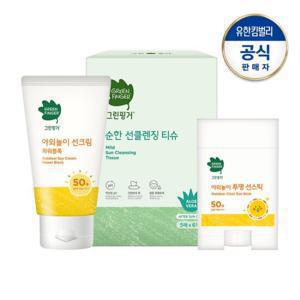 [그린핑거]그린핑거 야외놀이 선크림80ml+투명선스틱20g+클렌징티슈30매