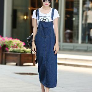 치마 편하고 예쁜 데님 진청 캐주얼 데일리 멜빵 롱