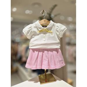 블루독베이비 10 25SS(IV)퍼프소매카라티셔츠플리츠스커트팬츠세트 (453193320943201)
