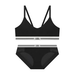 배색포인트 노와이어 햄팬티 세트_블랙