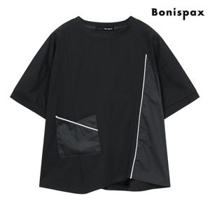 [보니스팍스(여성의류)]라인 배색 언발 티셔츠 (XP2LW001L0)