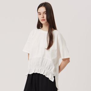 [보니스팍스] (본사직영)밑단 언발 우븐 배색 티셔츠-GC28TS020