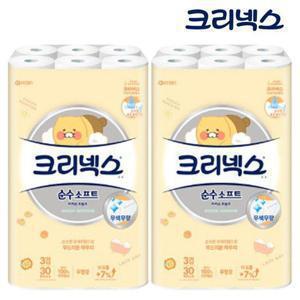 [땡큐온]크리넥스 카카오프렌즈 순수소프트 3겹 30M 30롤 x2개