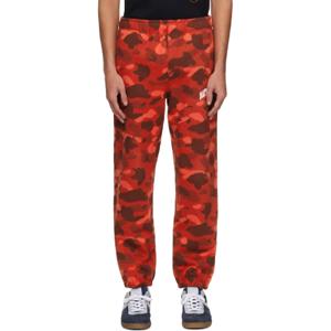 25 SS BAPE 남성 레드 컬러 카모 스웨트팬츠 242546M190019