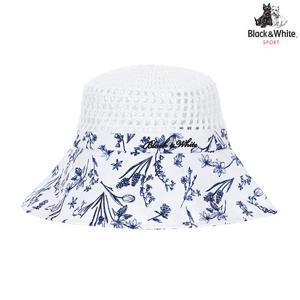 [블랙앤화이트] 여성 니트 믹스 프린트 버킷햇 8655LZSP_WHITE