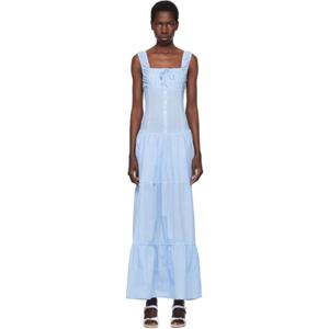 25 FW Frankies Bikinis 여성 블루 크리스타벨 폴카 도트 맥시 드레스 251090F055000