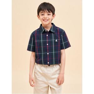 [빈폴키즈] [Essential] 시어서커 헤릿 체크 반소매 셔츠 그린 (BI4365UE2M)