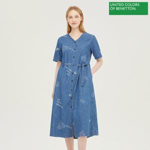 베네통 브이넥 원피스 BAOP96331_BK