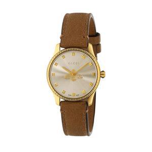 구찌 G타임리스 꿀벌 브라운 골드 여성 여자 가죽시계 YA1265022