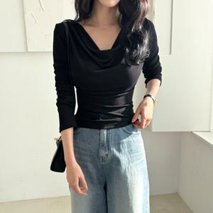 [모리스커밍홈] 쫀쫀 슬리밍 카울넥 티셔츠_M2502TS011A