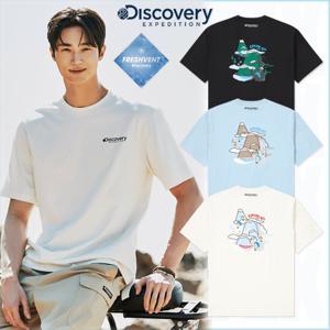 디스커버리 24SS 신상품 DXRS8D043 변우석 반팔티 남여공용 프레시벤트 그래픽 티셔츠 커플티