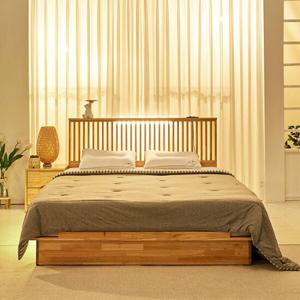 착불 갤러리 참죽원목 평상형 LED 조명 침대프레임 Q