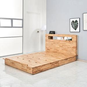 착불 캘리 참죽원목 평상형 LED조명 침대프레임Q