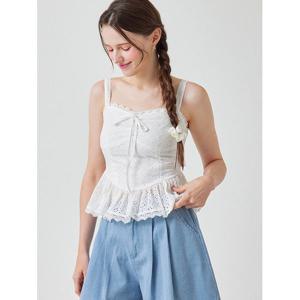 [블루레이스]펀칭 레이스 나시 페플럼 블라우스_B5M1BL5281