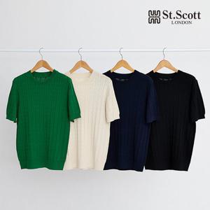 [St.Scott] 세인트 25SS 린넨 블렌딩 케이블 반팔 니트 4종(남)