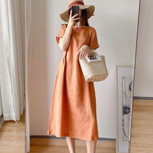 멜로 컬러풀 원피스 깔끔한 무지 루즈핏 미시 롱원피스 데일리 바캉스룩