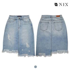 [닉스][닉스] 여성 ML톤 구제 밑단변형 미들스커트_FNMMDKA521M