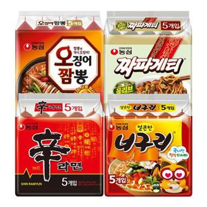 농심 봉지라면 혼합 20봉 (신라면+너구리+오징어짬뽕+짜파게티 각 5봉)
