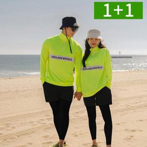 1+1 남성 여성 아노락 래쉬가드세트 커플 수영복