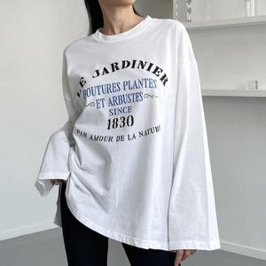 [옷자락]여자 여름긴팔티 레터링 라운드넥 빅사이즈 흰 티셔츠