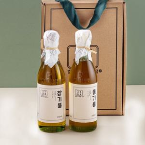 [더싱싱] HACCP 저온압착 참기름 350ml +들기름 350ml 선물세트(2구)