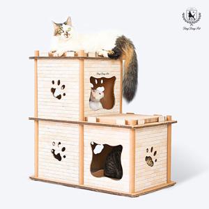 [딩동펫]고양이 스크래쳐 박스 캣타워 하우스 3단