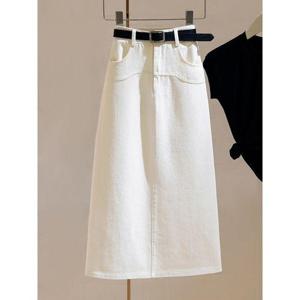 [넬리]나르 화이트 데님 롱 스커트_NC1SK023